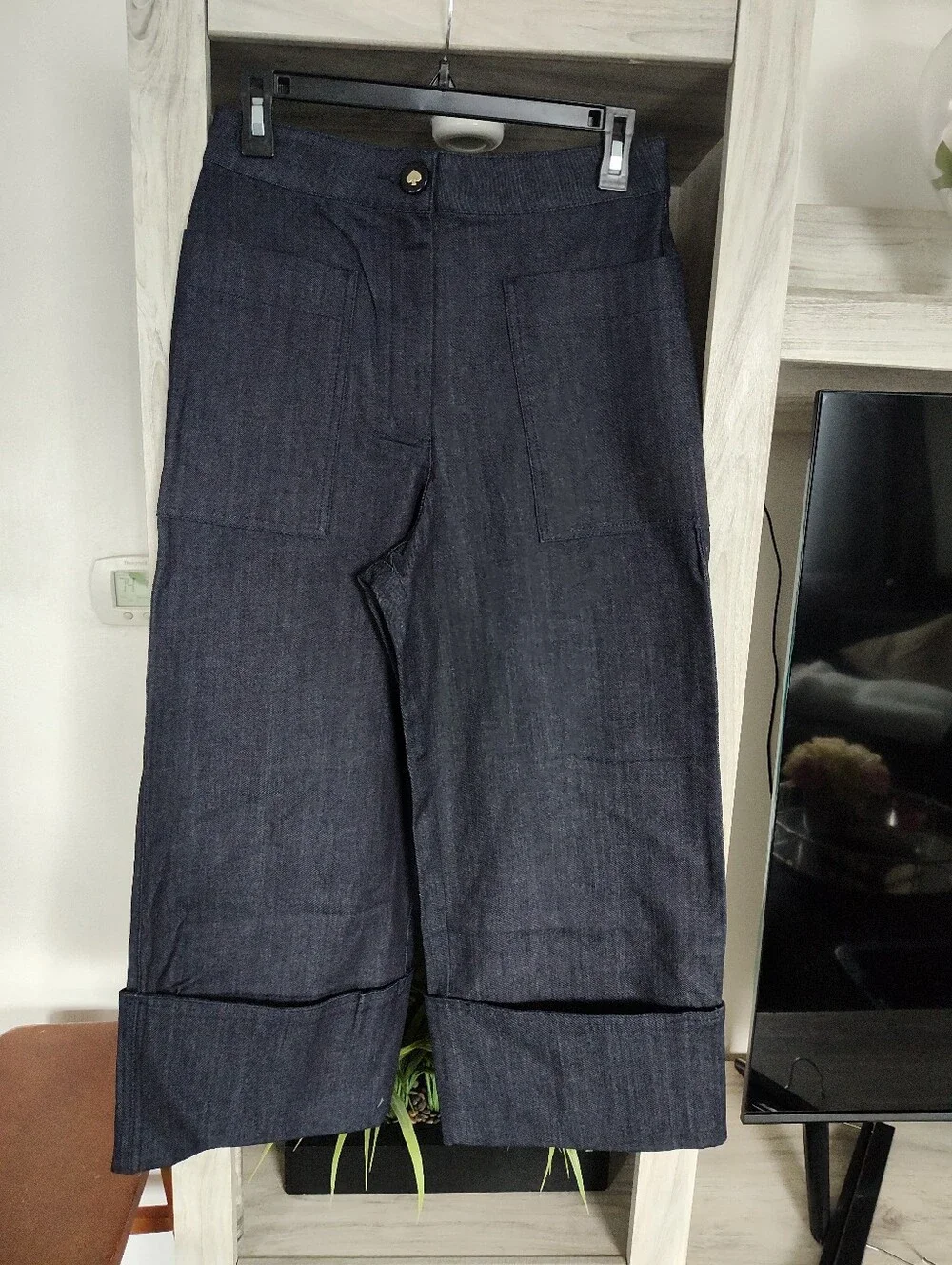 Kate Spade Wide-Leg Cropped Denim Culottes - Dark Indigo SZ 2 New No Tags